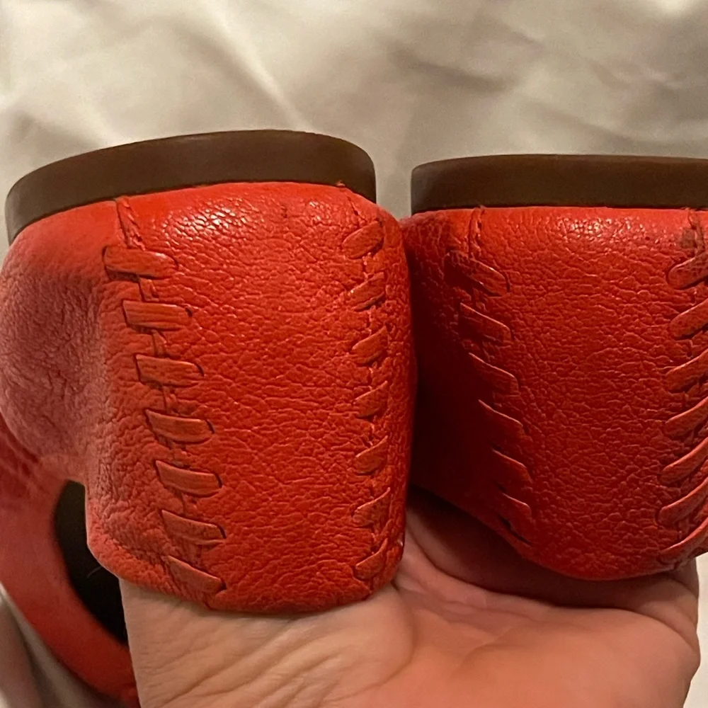 Tory Burch Red Leather Logo Ballet Flats - Picture 6 of 7